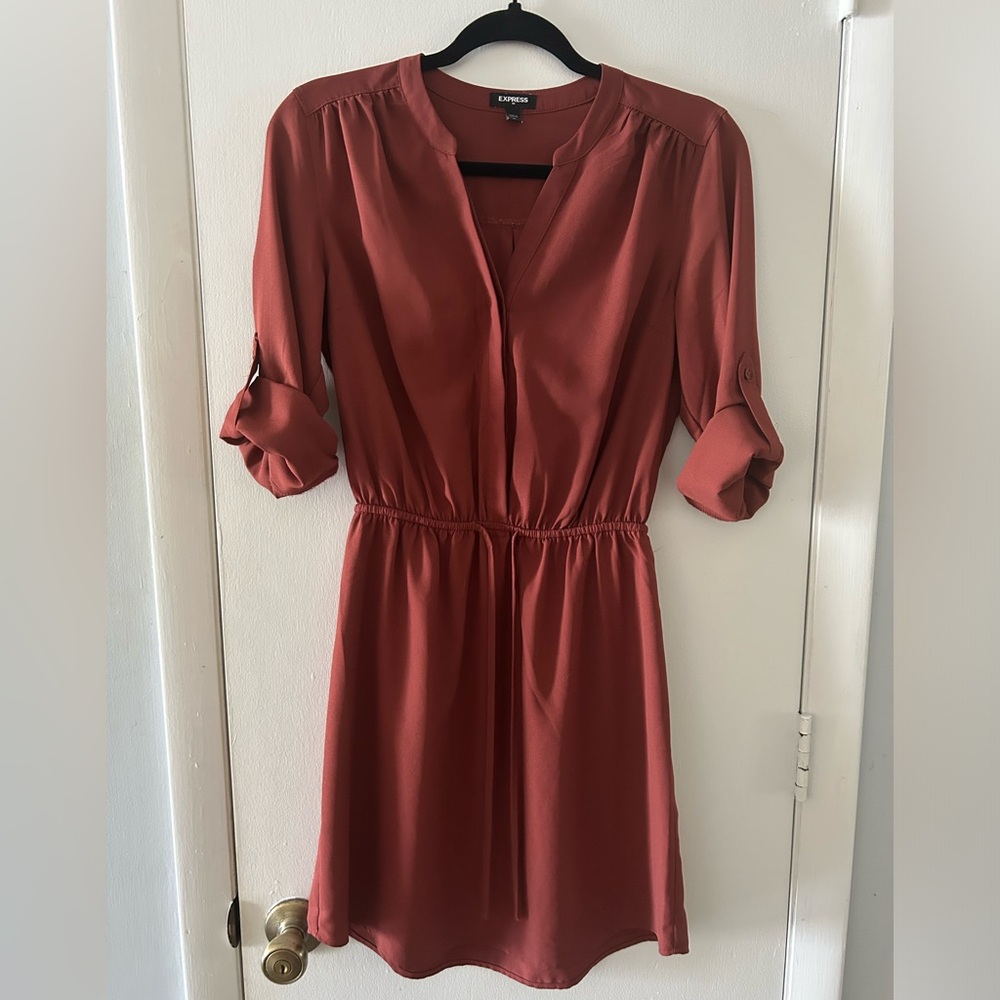 Express Fall 3/4 Sleeve Midi Dress